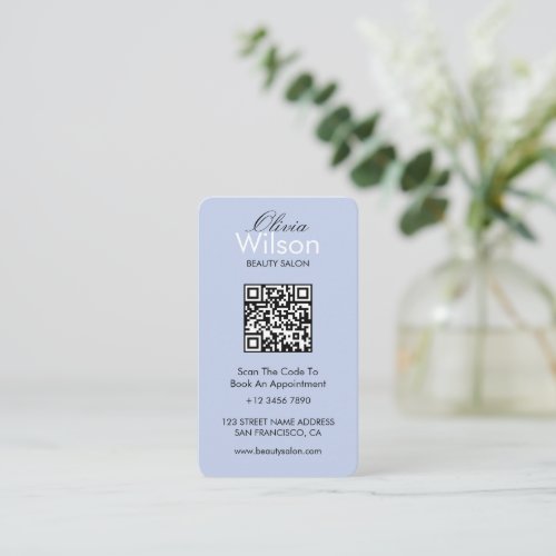 Modern Elegant beauty Salon monogrammed QR code  Business Card
