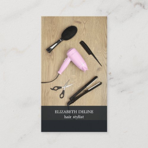 Modern Elegant Beauty Salon Photo Hair Stylist Business Card