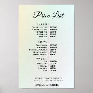 Modern Elegant Beauty Salon Price List Poster