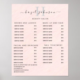Modern Elegant Beauty Salon Price List Poster