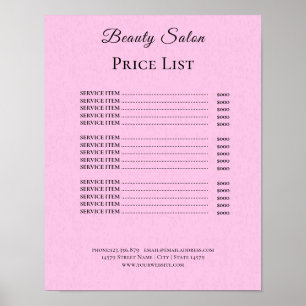 Modern Elegant Beauty Salon Price List Poster