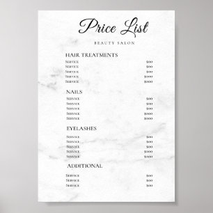 Modern Elegant Beauty Salon Price List Poster