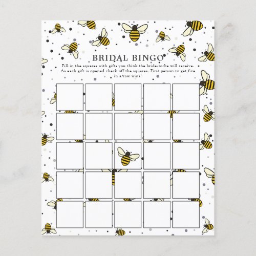 Modern Elegant Bee Bridal Shower Bingo Game