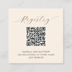 Modern Elegant Beige Add QR Code Registry Enclosure Card