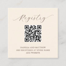 Modern Elegant Beige Add QR Code Registry
