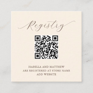 Modern Elegant Beige Add QR Code Registry Enclosure Card