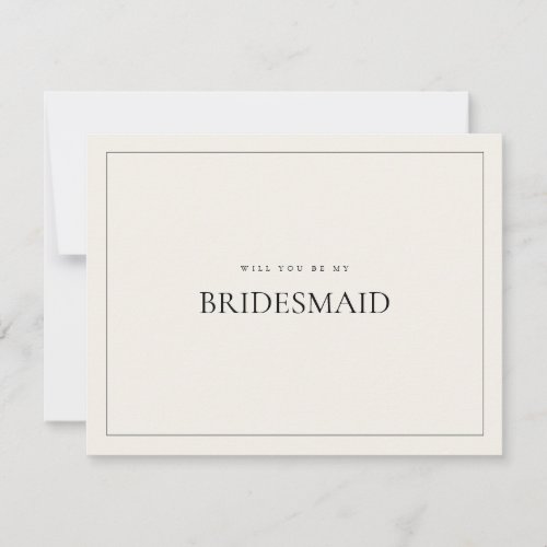 Modern  Elegant Beige Bridesmaid Proposal Card