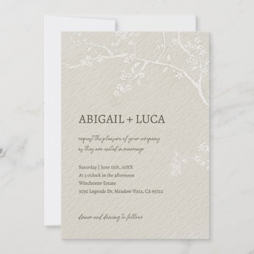 Modern Elegant Beige Chinoiserie Wedding Invitation