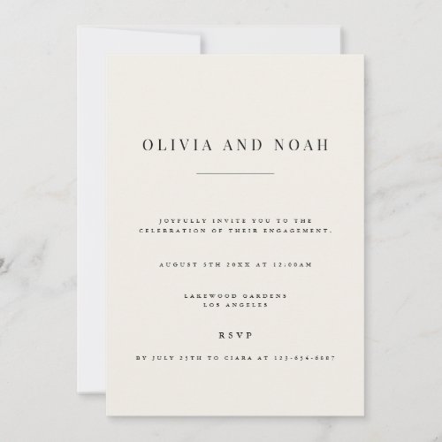 Modern  Elegant Beige Engagement Party Invitation