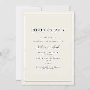 Modern & Elegant Beige Reception Invitation Card