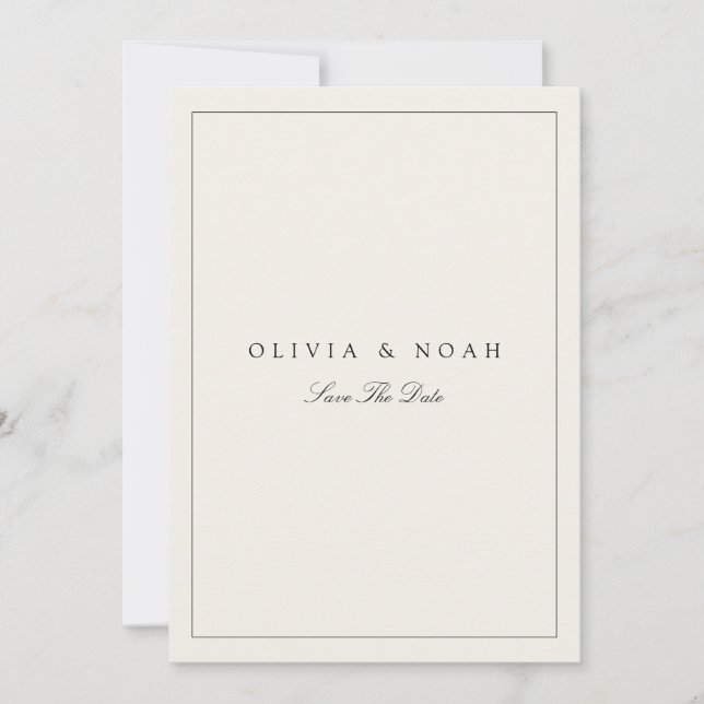 Modern & Elegant Beige Save The Date Wedding Card (Front)