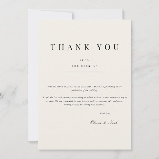 Modern & Elegant Beige Thank you Card (Front)