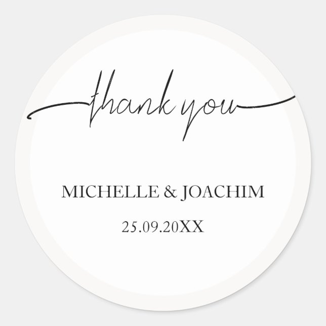 Modern Elegant Beige White Classic Round Sticker (Front)