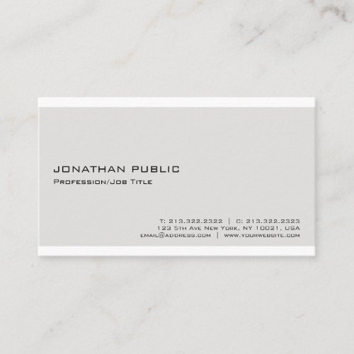 Modern Elegant Beige White Professional Minimalist Business Card
