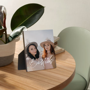 Modern Elegant Besties Photo for Best Friends Plaque