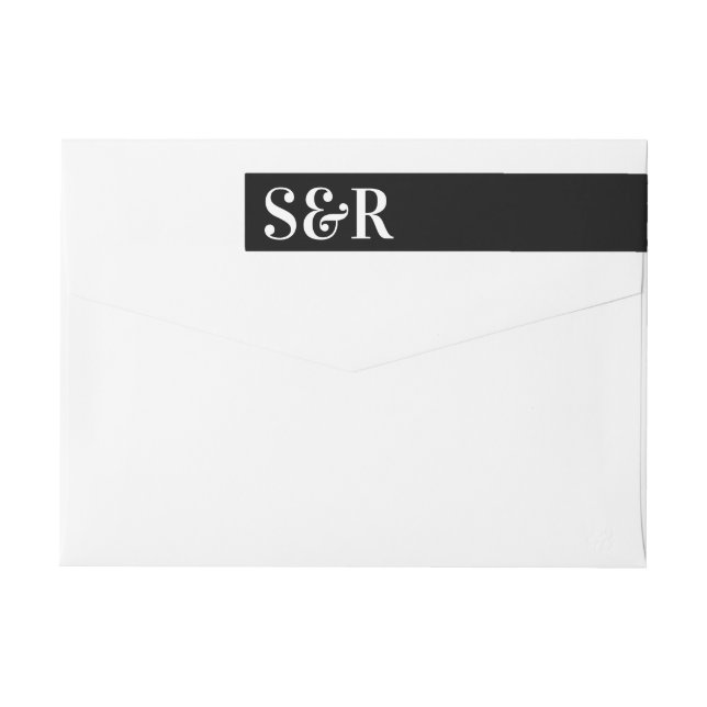 Modern Elegant Big Monogram Bold Simple Wedding Wrap Around Label (Back)
