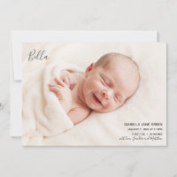 Modern Elegant Birth Announcement Photo Card