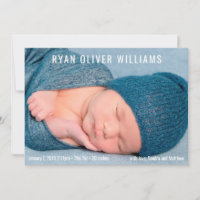 Modern Elegant Birth Announcement Photo Card