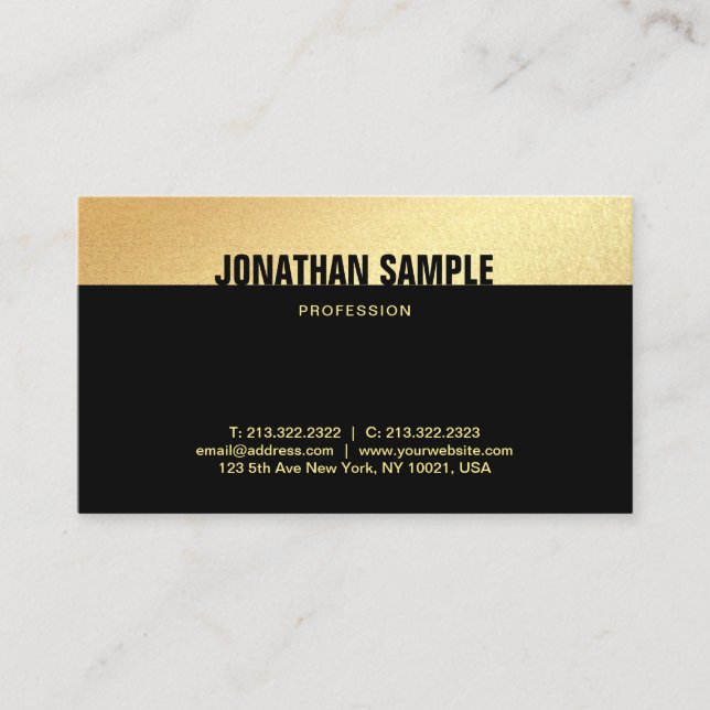 Modern Elegant Black And Gold Creative Template Business Card (Front)