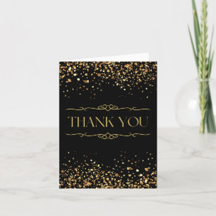 Modern Elegant Black and Gold Foil Thank You Card