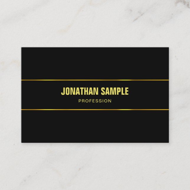 Modern Elegant Black And Gold Glamorous Template Business Card (Front)