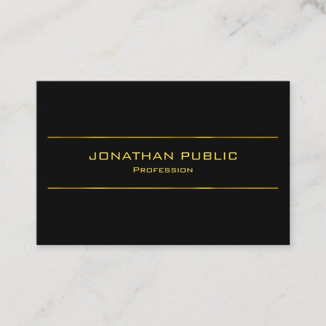 Modern Elegant Black And Gold Glamour Template Business Card (Front)