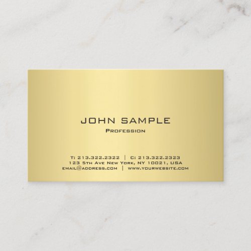 Modern Elegant Black and Gold Plain Professional Business Card