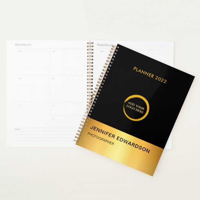 Modern elegant black and gold professional planner (Display)