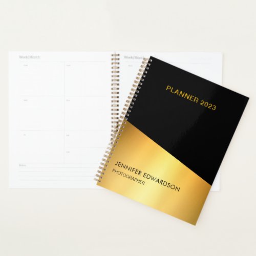 Modern elegant black and gold professional planner