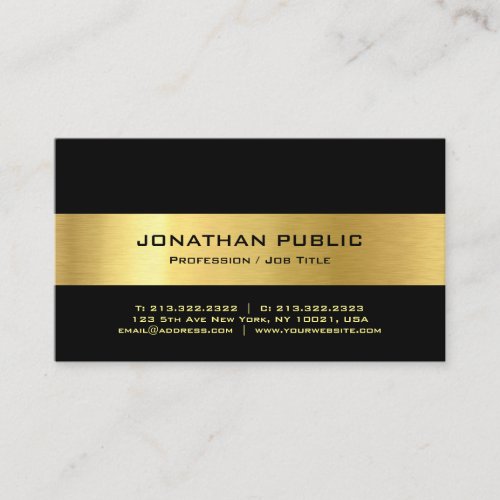 Modern Elegant Black And Gold Simple Template Business Card