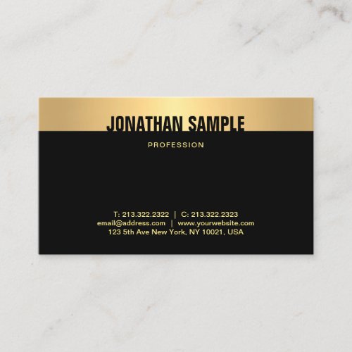 Modern Elegant Black And Gold Sophisticated Plain Business Card
