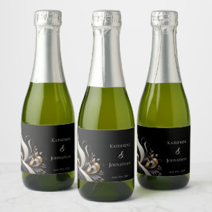Modern Elegant Black and Gold Sparkling Wine Label