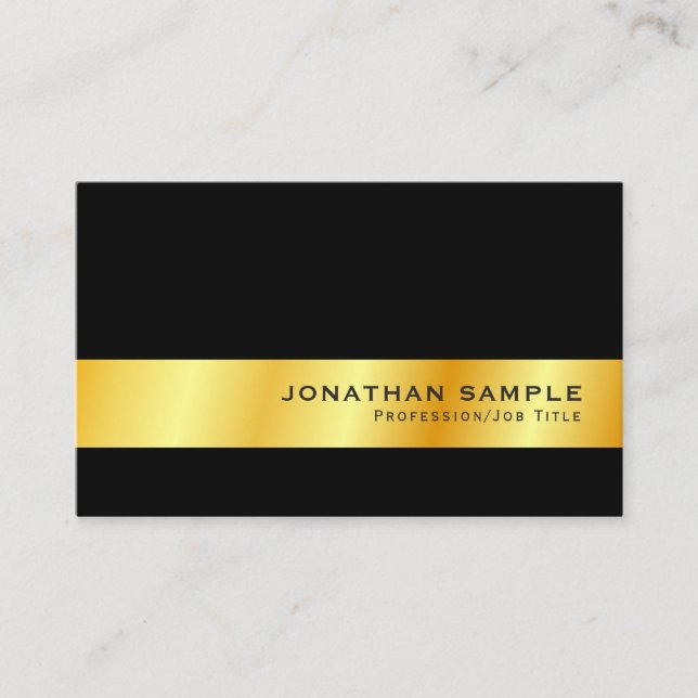 Modern Elegant Black And Gold Template Business Card (Front)