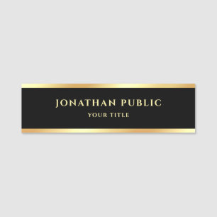 Modern Elegant Black And Gold Template Custom Name Tag