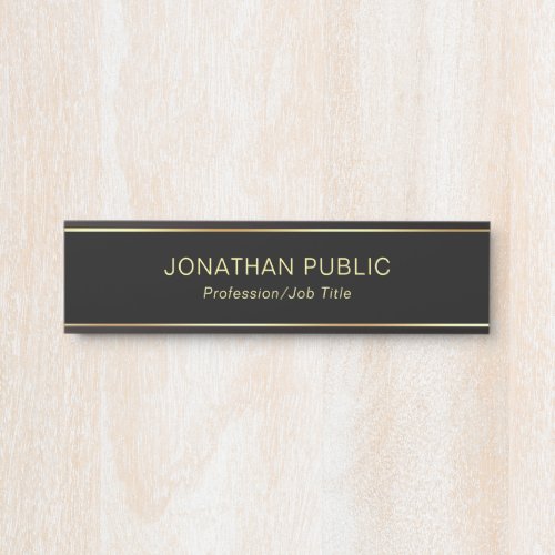 Modern Elegant Black And Gold Trendy Template Door Sign