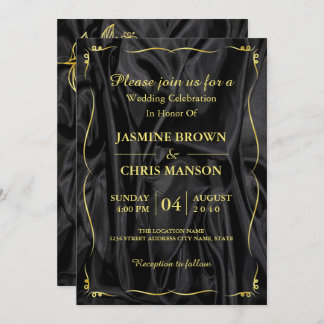 Modern Elegant Black And Gold Wedding Invitation