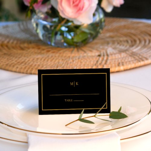 Modern Elegant  Black and Gold Wedding  Place Card