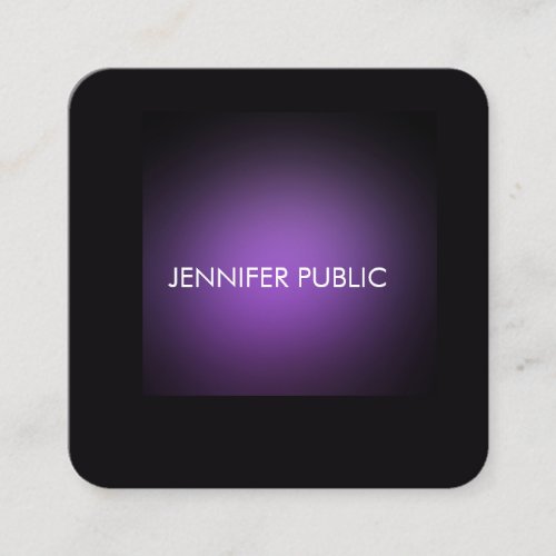 Modern Elegant Black And Purple Template Rounded Square Business Card