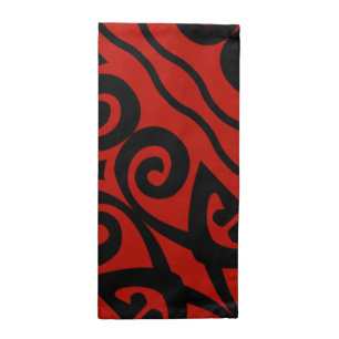 Modern Elegant Black And Red Pattern Napkin