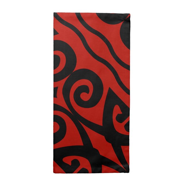 Modern Elegant Black And Red Pattern Napkin (Half Fold)