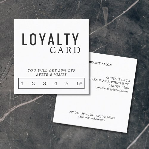 Modern Elegant Black and White Beauty Loyalty Card