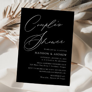 Modern Elegant Black and White Couple's Shower Invitation