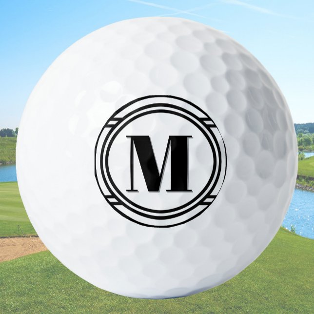 Modern Elegant Black and White Custom Monogram Golf Balls (Creator Uploaded)
