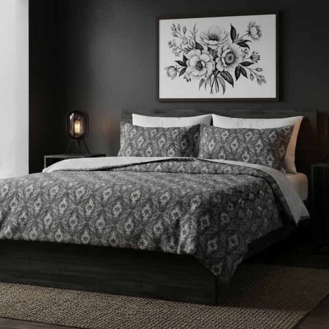 Modern Elegant Black And White Damask Pattern  Duvet Cover (Creator Uploaded)