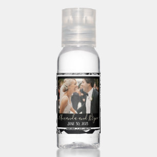 Modern elegant black and white design with photo hand sanitizer