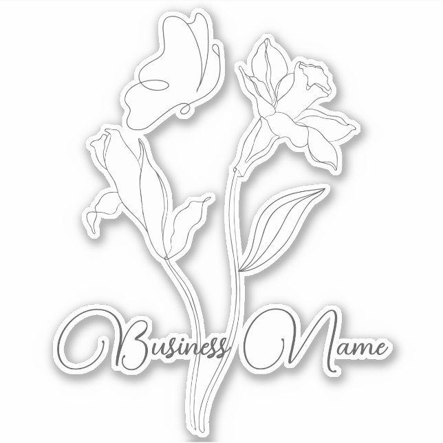 Modern Elegant Black And White Floral Sticker (Front)
