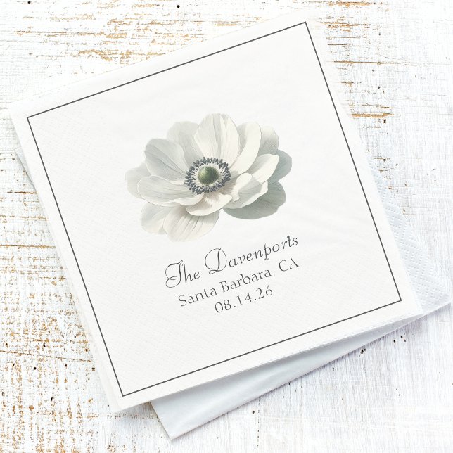 Modern Elegant Black and White Floral Wedding Napkins (Creator Uploaded)