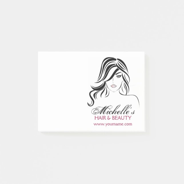 Modern Elegant Black and White Girly Hair Stylist  Post-it Notes (Front)