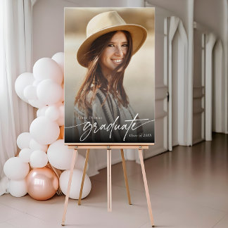 Modern Elegant Black and White Graduate Photo Foam Board