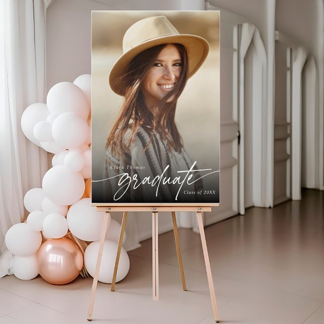 Modern Elegant Black and White Graduate Photo Foam Board (Creator Uploaded)